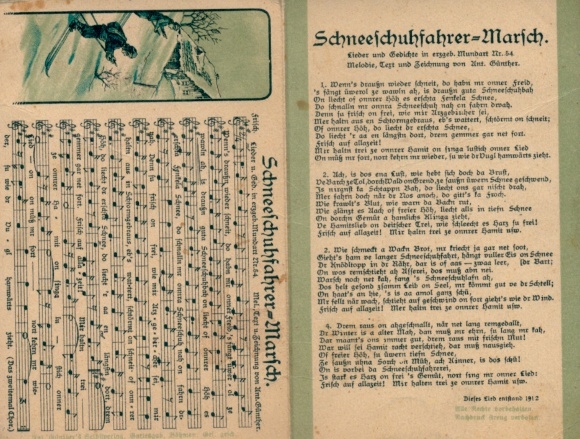 Klapp Lied Ak Schneeschuhfahrer-Marsch, erzgebirgische Mundart Nr. 54, Anton Günther