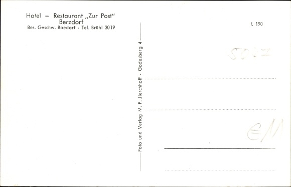 Postcard Berzdorf Wesseling Rhein Erft Kreis, Gasthof zur Post