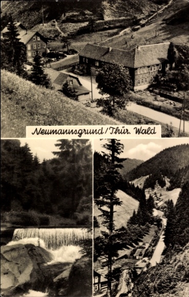 Picture of Thuringian Forest, Hohe Möst, landscape, houses, waterfall, trees
