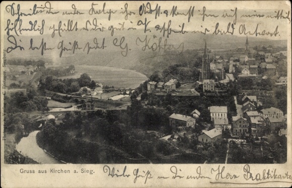 Postcard Kirchen an der Sieg, Panorama