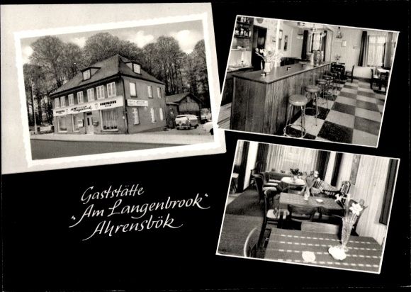 Ak Ahrensbök in Ostholstein, Gaststätte Am Langenbrook, Innenansichten, Bar, Tische, Stühle