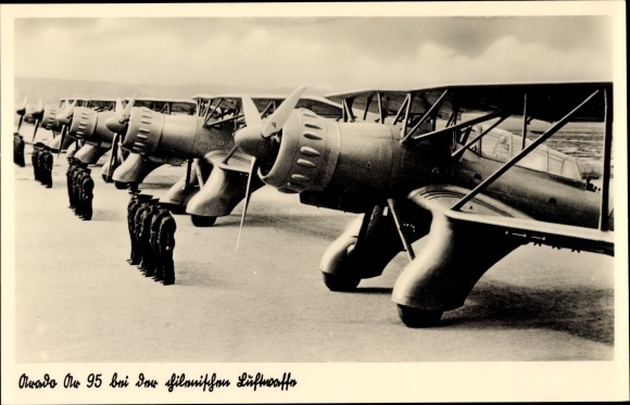 Postcard Arado Ar 95 fighter aircraft, seaplanes, Chilean Air Force