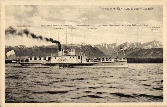 Postcard Starnberger See, Salondampfer Ludwig