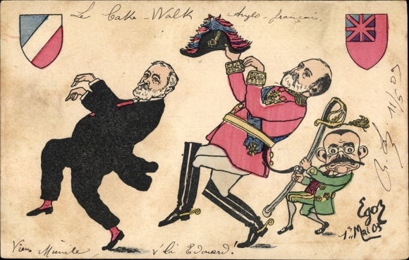 Artist Postcard Caricature, French politician Emile Loubet, King Edward VII of Great Britain