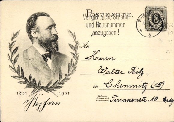 Ganzsachen Ak Heinrich von Stephan, Generalpostdirektor, Jubiläum 1931