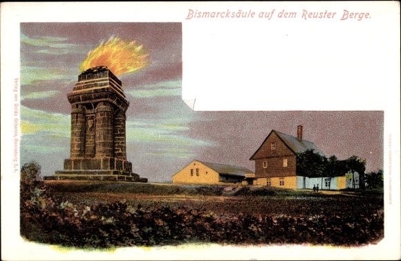Ak Ronneburg in Thüringen, Bismarck-zuil op de Reusterberg