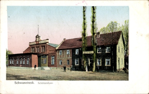 Postcard Schwanebeck in the Harz foothills, Schützenhaus
