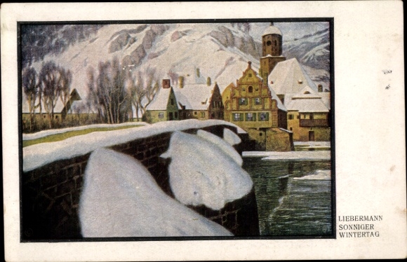 Artist PC Liebermann, Ernst, sunny winter day, snow, bridge
