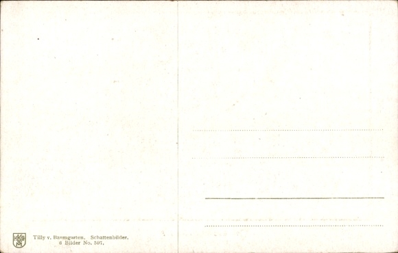 Paper cutting Postcard v. Baumgarten, Tilly, mother tells, shadow pictures