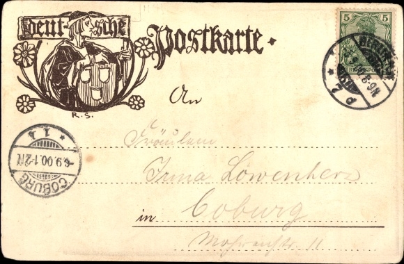 Artist Postcard Schiest, Rudolf, brother of Matthew, minnesinger and wife