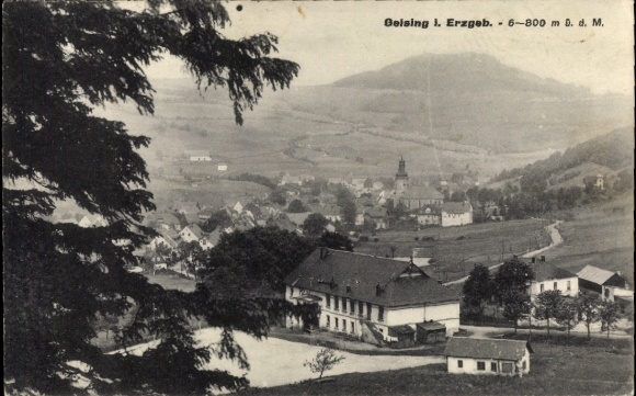 Ak Geising Altenberg Erzgebirge, Talansicht, Panorama vom Ort, Kirche