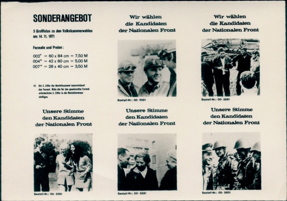 Large photos of the People's Chamber elections in the GDR, candidates of the National Front