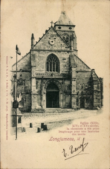 Postcard Longjumeau Essonne, church from the 13th, 14th and 15th centuries, stones, architecture, historic