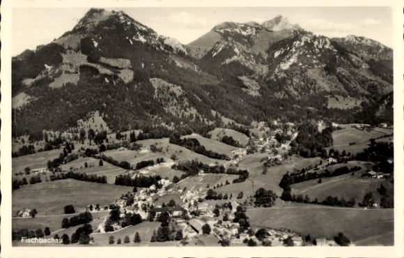 Postcard Fischbachau in Upper Bavaria, aerial photograph