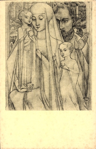 Künstler Ak Toorop, Jan, Heilige Familie, Johannes der Täufer
