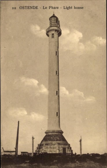 Postcard Oostende Ostend West Flanders, lighthouse