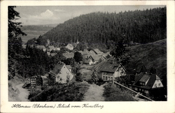 Postcard Altenau Clausthal Zellerfeld in the Upper Harz, mountain landscape, village view, Kunstberg, old arch...