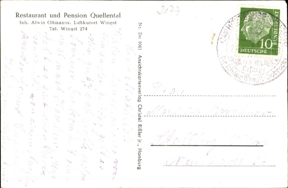 Postcard Wingst in Lower Saxony, Restaurant and Pension Quellental