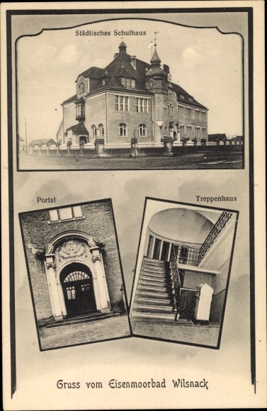 Postcard Bad Wilsnack in Prignitz, municipal school building, portal, staircase