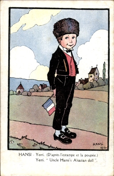 Künstler CPA Hansi, Yerri, Apres l'estampe et la poupee