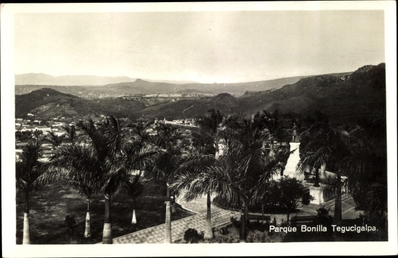 Postcard Tegucigalpa Honduras, View of Bonilla Park
