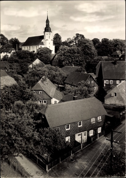 Ak Obercunnersdorf Kottmar in der Oberlausitz, Ortsansicht mit Kirche