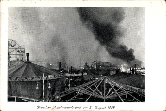 Ak Dresden Altstadt, Vogelwiesenbrand 1909