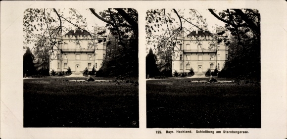 Stereo photo mountain on Lake Starnberg Upper Bavaria, Berg Castle