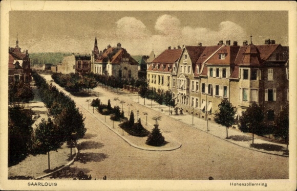 Postcard Saarlouis in Saarland, Hohenzollernring, advertising, company Heiss & Co.