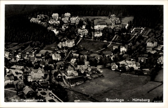 Postcard Braunlage in the Upper Harz, aerial photograph, Hütteberg