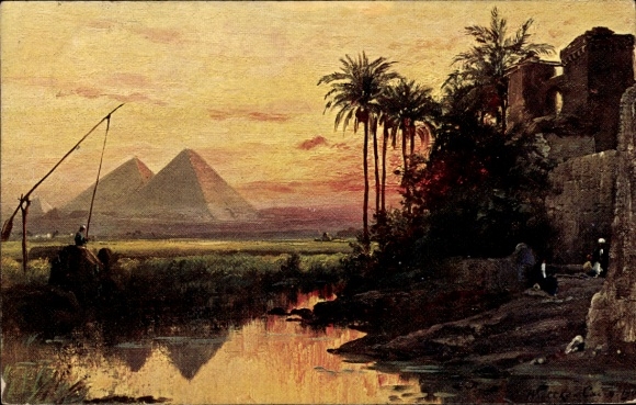 KP artystyczna Wuttke, C., Giza Egipt, piramidy