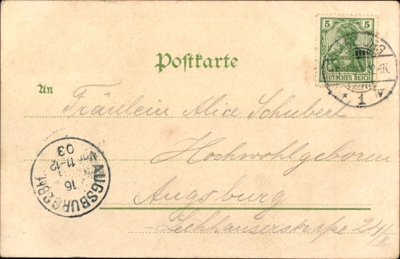 Postcard Hamburg, Helgoländer Weg and Seewarte, Hamburg costume