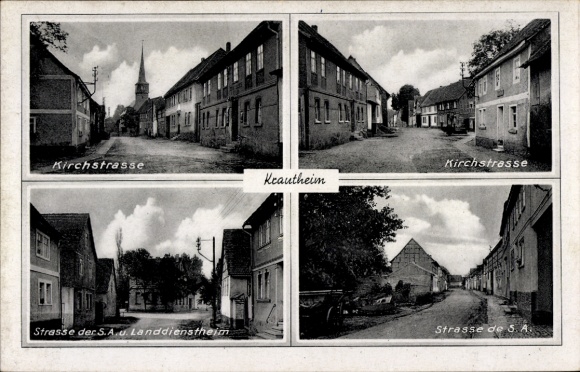 Ak Krautheim an der Jagst Baden, Kirchstraße, Straße der S.A., Landdienstheim