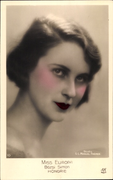 Postcard Miss Europe, Bozsi Simon, Hongrie, female portrait
