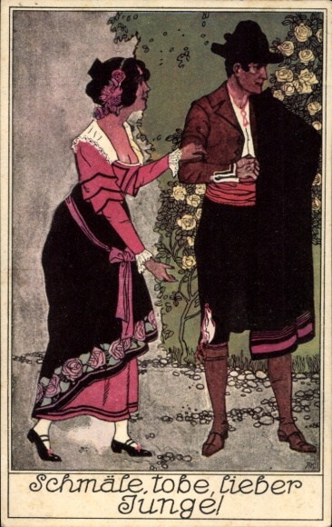 Artist Postcard Opera Scene, Vienna Mozart Community, Don Juan Series, Zerline and Mazetto