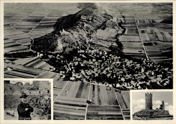 Ak Mühlberg Drei Gleichen Thüringen, Burg Mühlburg, Burgwart Richard Opel