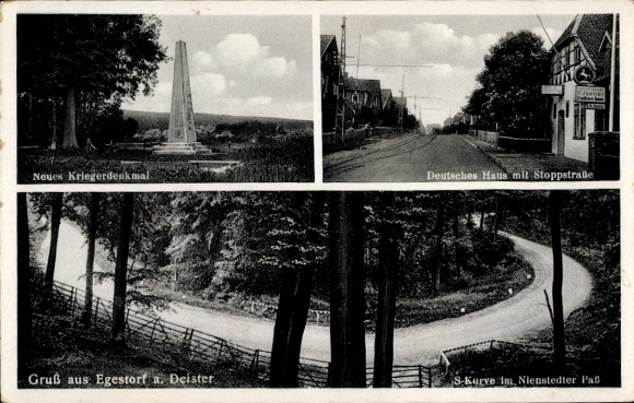 Ak Egestorf Barsinghausen am Deister, Kriegerdenkmal, Deutsches Haus, Stoppstraße, Nienstedter Pass