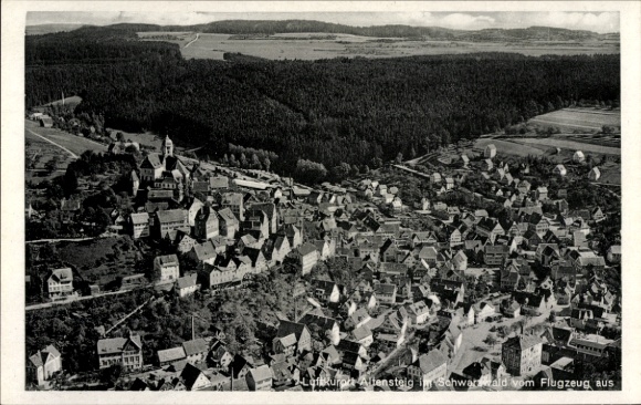Ak Altensteig im Schwarzwald Württemberg, Fliegeraufnahme