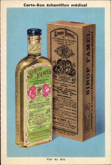 Postcard Famel Syrup, Soluble Lacto Cresote, Medical Voucher Sample Card