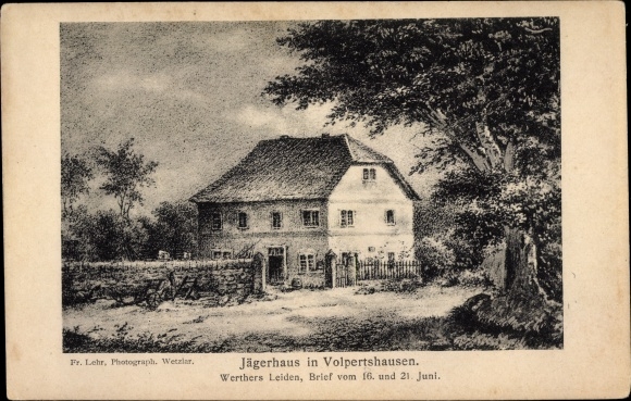 Artist PC Volpersthausen Hüttenberg Hesse, Jägerhaus, Werther&#39;s suffering, letter v. 16 and 21 June