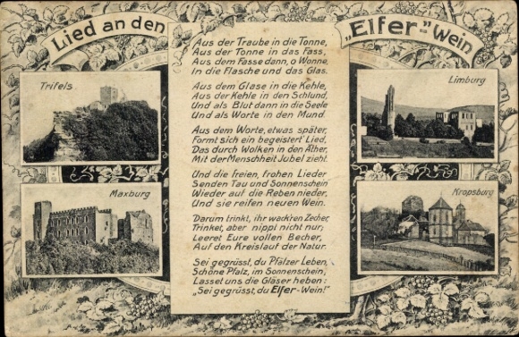 Song Postcard Landau in der Pfalz, Song to the Elfer Wein - Limburg - Kropsburg - Maxburg - Trifels