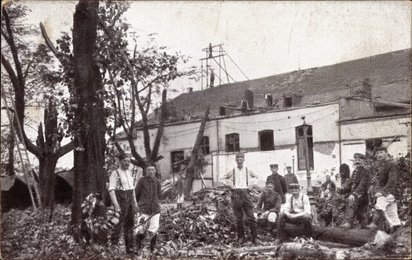PC Chemnitz Saxony, Tiergarten Scheibe, military during clean-up work and storm a. May 27, 1916