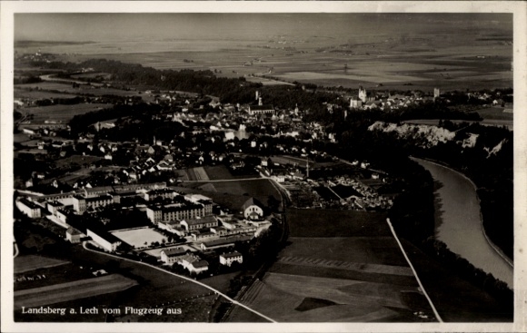 Postcard Landsberg am Lech Upper Bavaria, aerial photograph