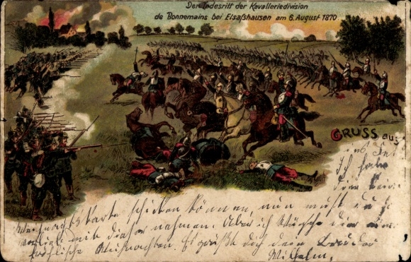 lito Wœrth Wörth na Sauer Alsace Bas Rhin, Śmiertelna jazda dywizji kawalerii, 6 sierpnia 1870