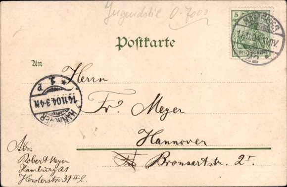 Art Nouveau Postcard Hamburg, The Stock Exchange