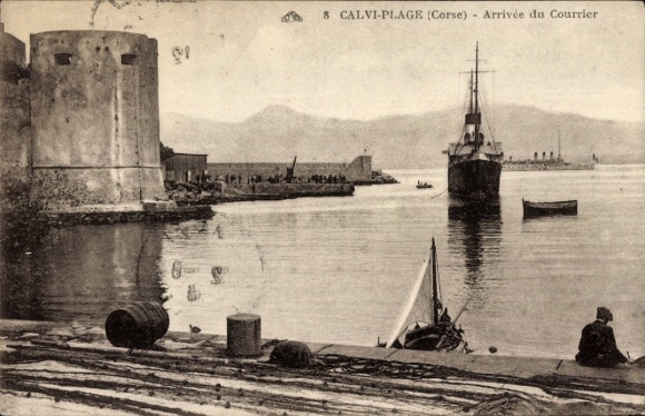 KP Calvi Plage Haute Corse, port, Arrivee du Courrier