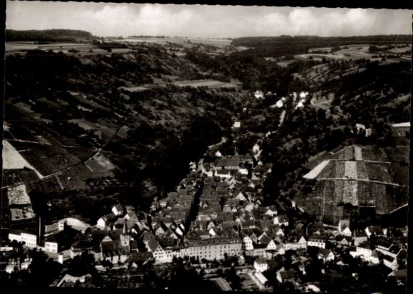 Postcard Ingelfingen in Württemberg, aerial view of Kochertal, sanatorium facilities