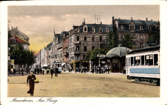 Postcard Mannheim in Baden, Ring, Tram