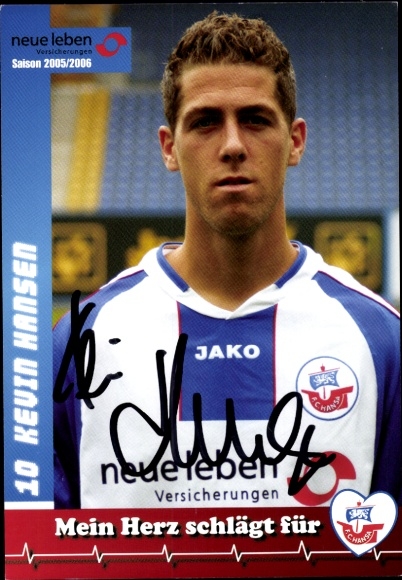 Autograph card footballer Kevin Hansen, FC Hansa Rostock, autograph