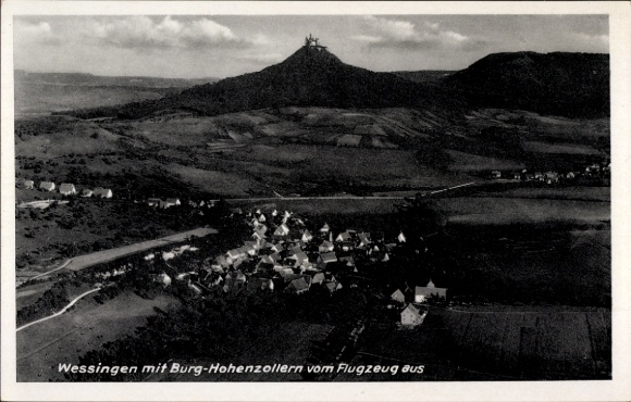 Ak Wessingen Bisingen im Zollernalbkreis, Burg Hohenzollern, Fliegeraufnahme